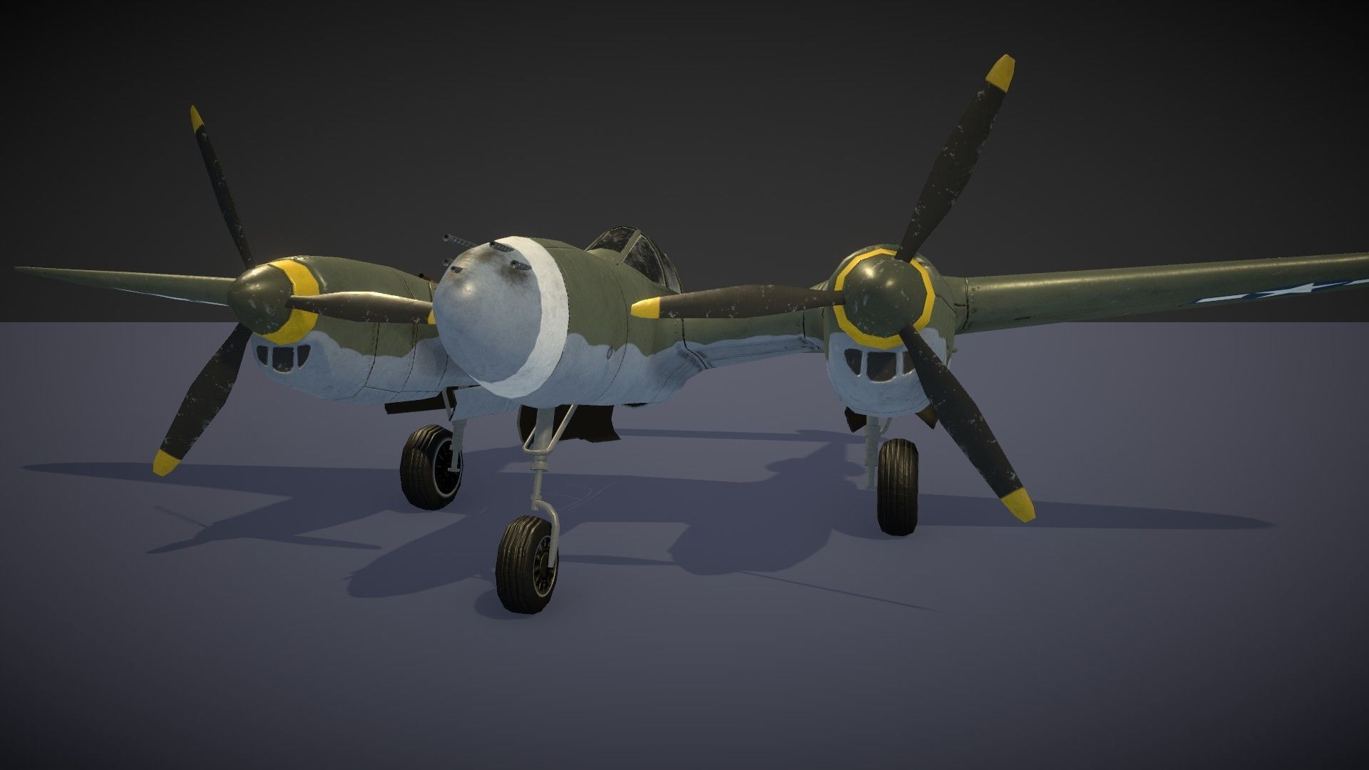 Lockheed P-38 Lightning Low-poly 3D model_21