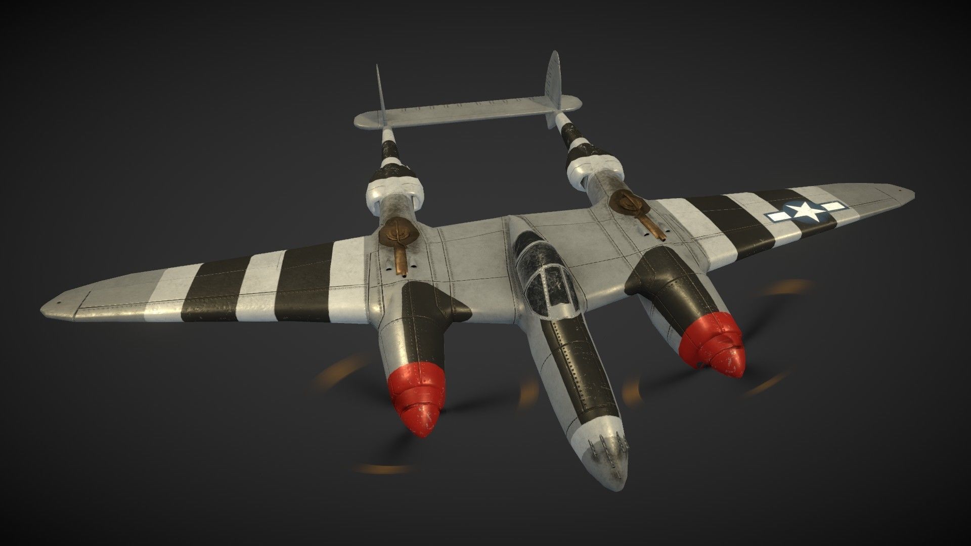 Lockheed P-38 Lightning Low-poly 3D model_2