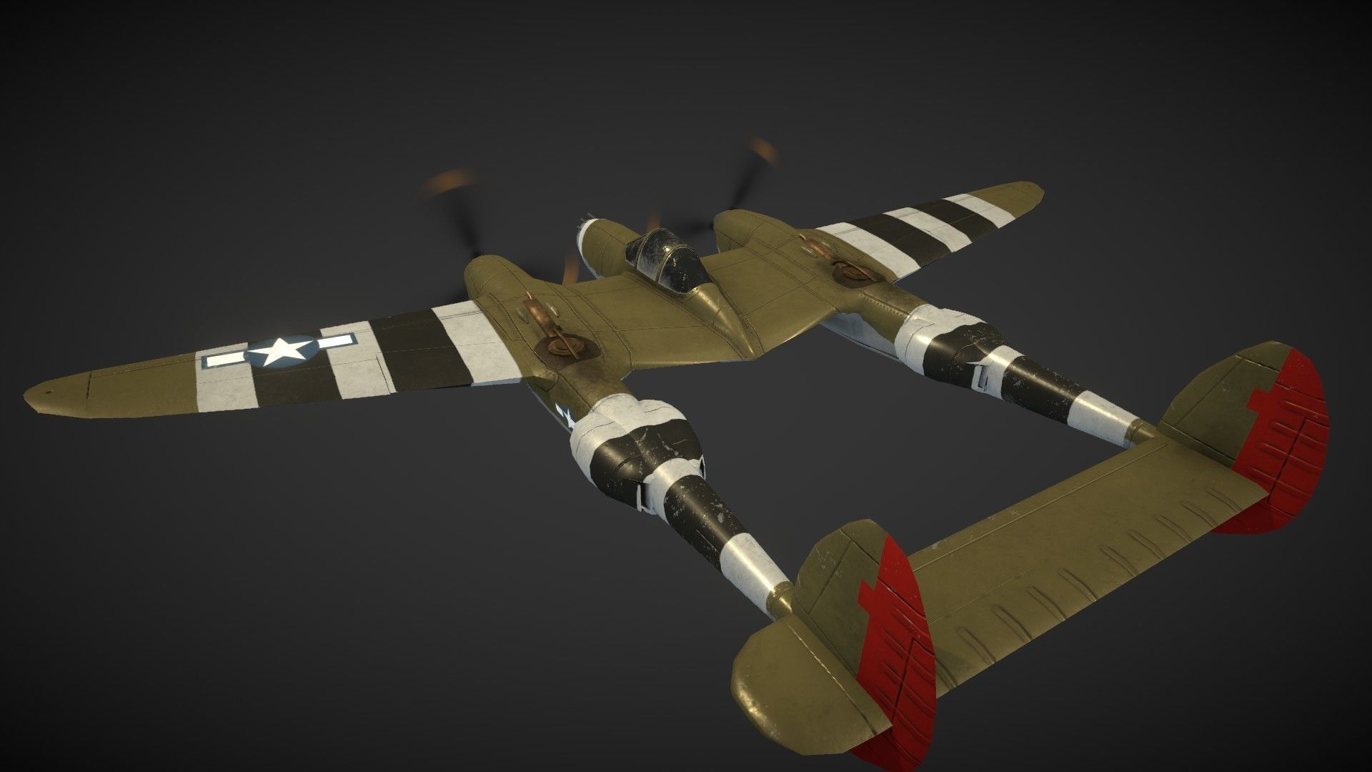 Lockheed P-38 Lightning Low-poly 3D model_13