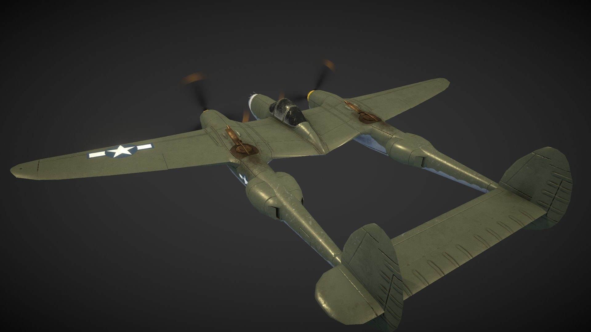 Lockheed P-38 Lightning Low-poly 3D model_11
