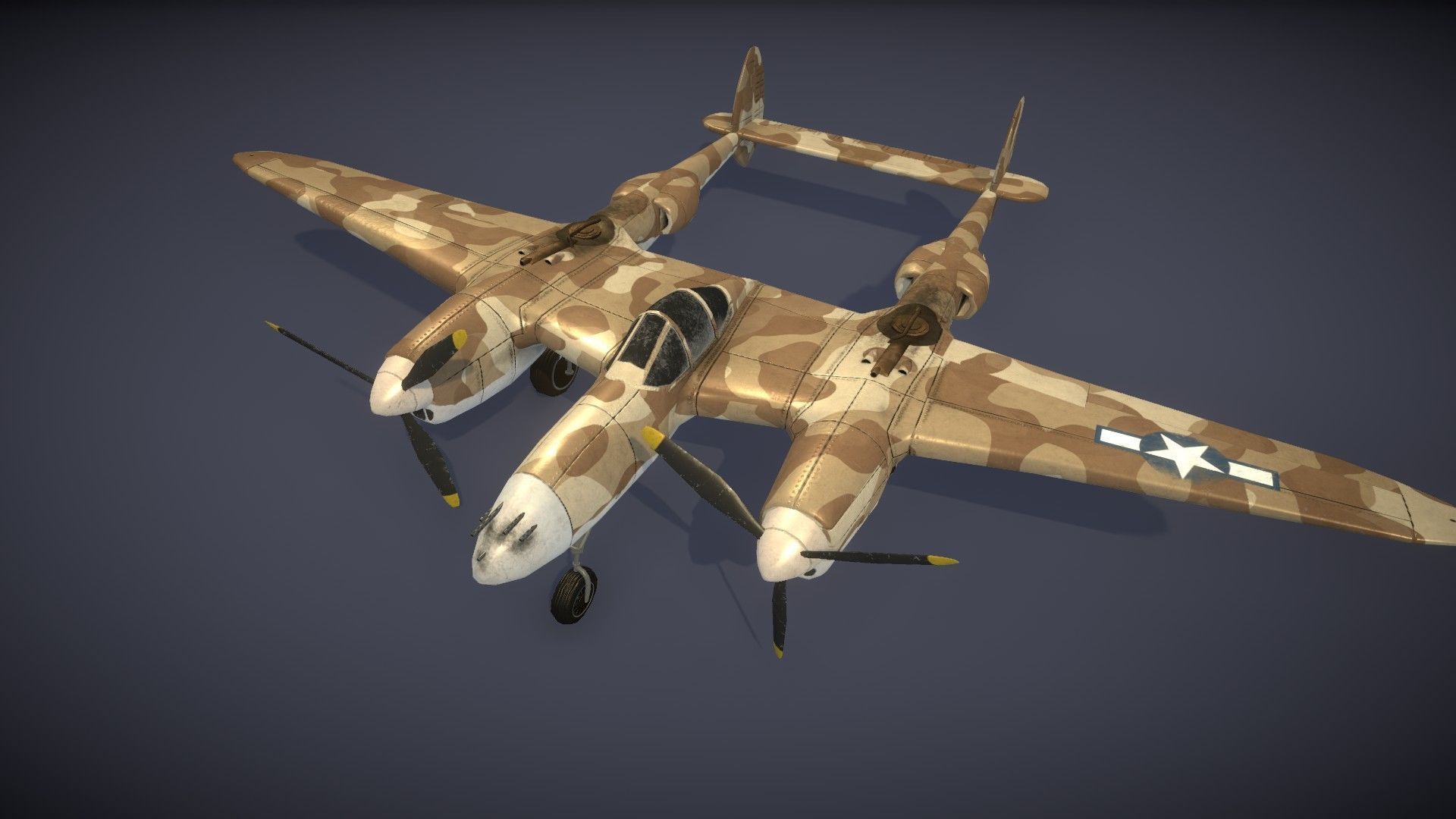 Lockheed P-38 Lightning Low-poly 3D model_34