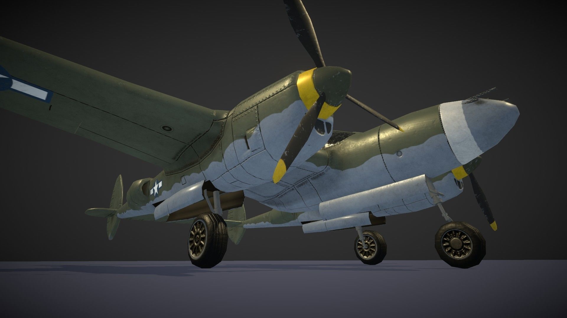 Lockheed P-38 Lightning Low-poly 3D model_29