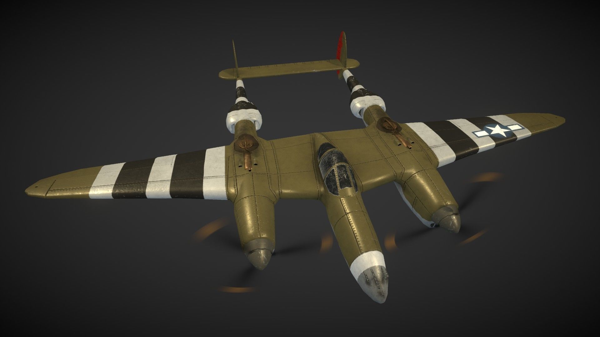 Lockheed P-38 Lightning Low-poly 3D model_5