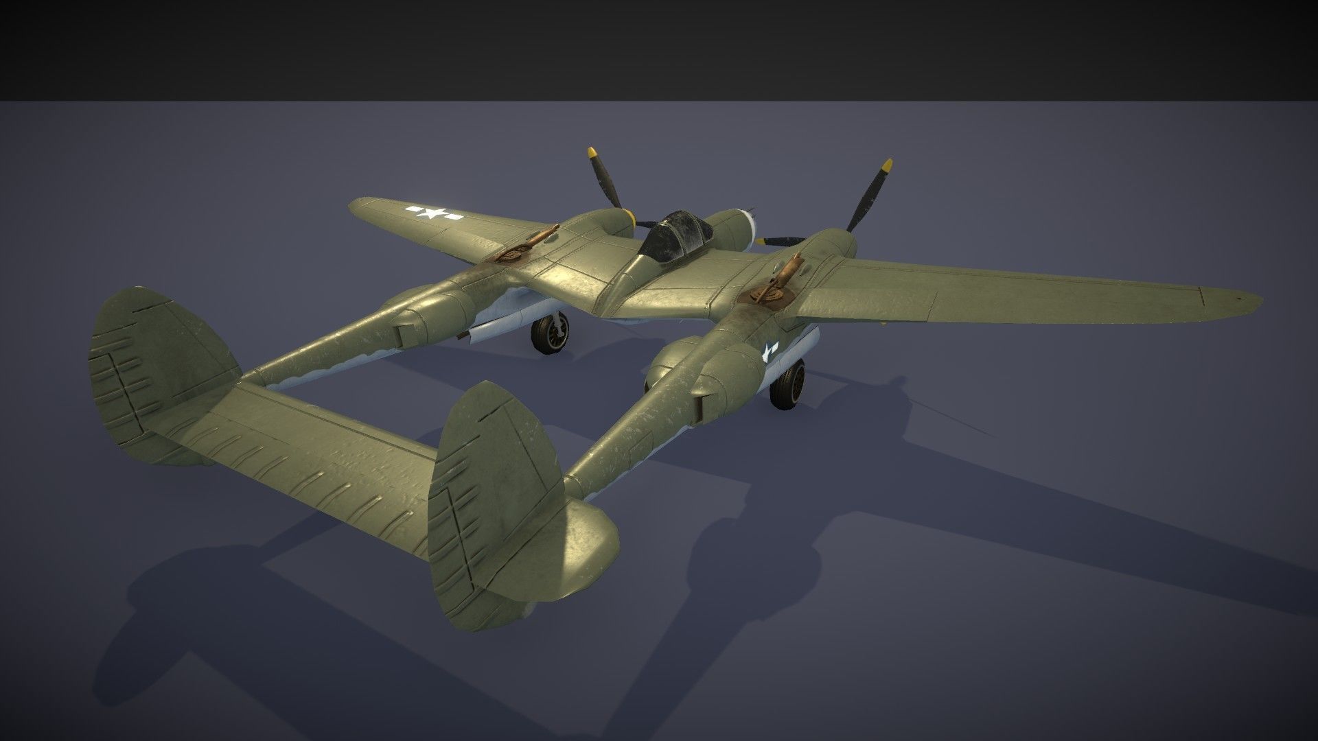 Lockheed P-38 Lightning Low-poly 3D model_25