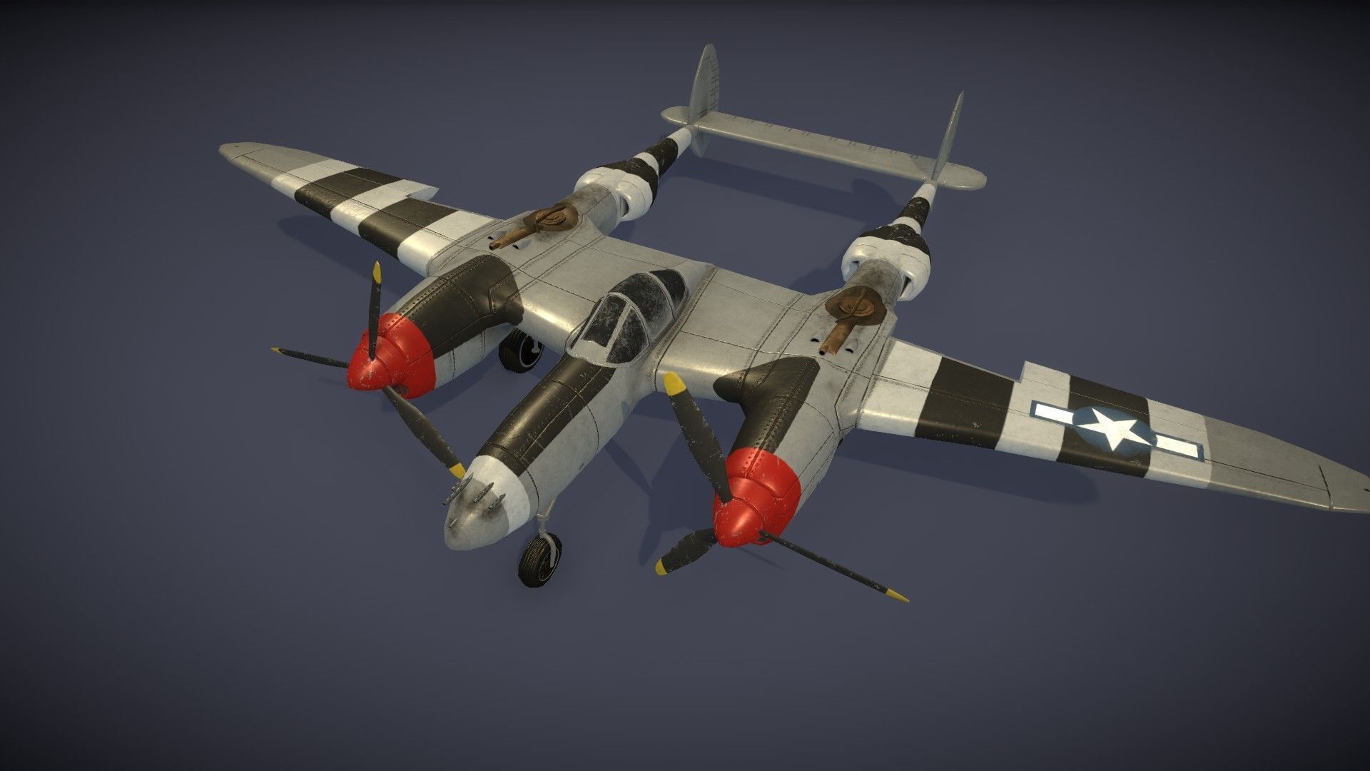 Lockheed P-38 Lightning Low-poly 3D model_32