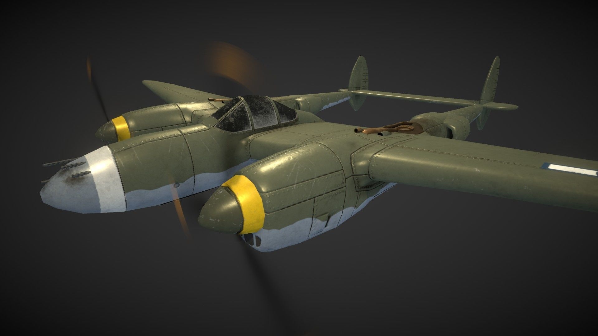 Lockheed P-38 Lightning Low-poly 3D model_7