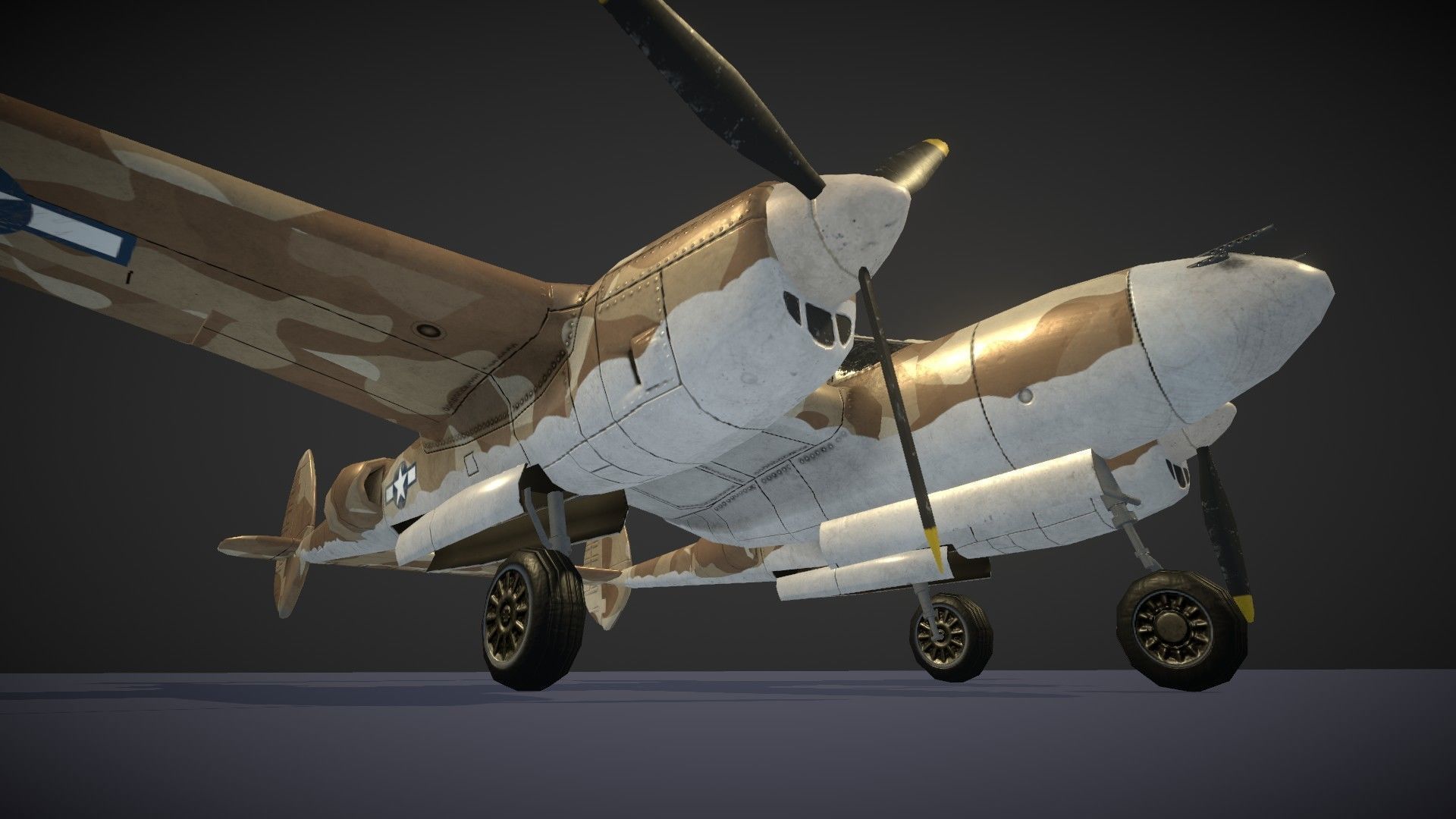 Lockheed P-38 Lightning Low-poly 3D model_30