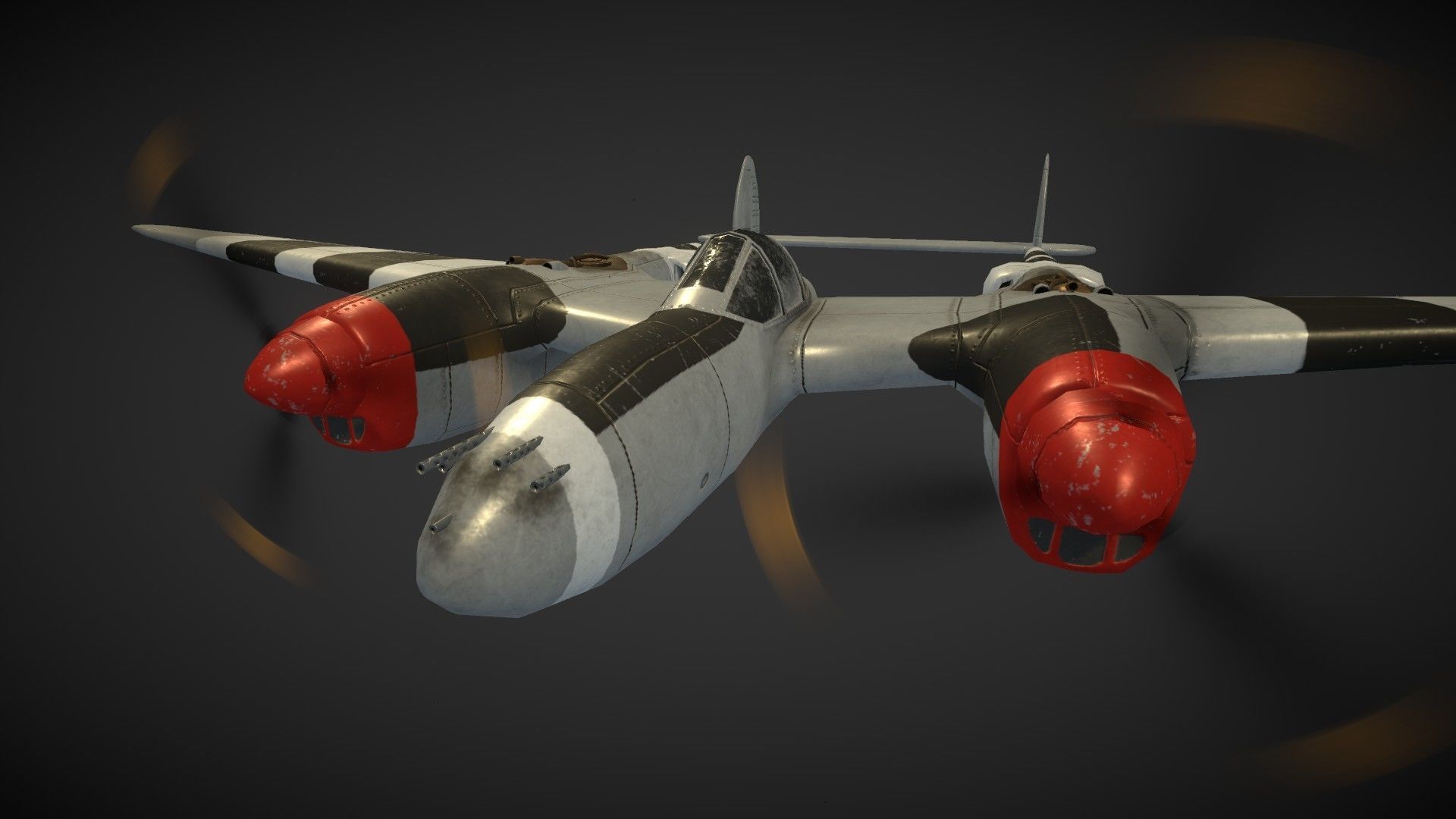 Lockheed P-38 Lightning Low-poly 3D model_14