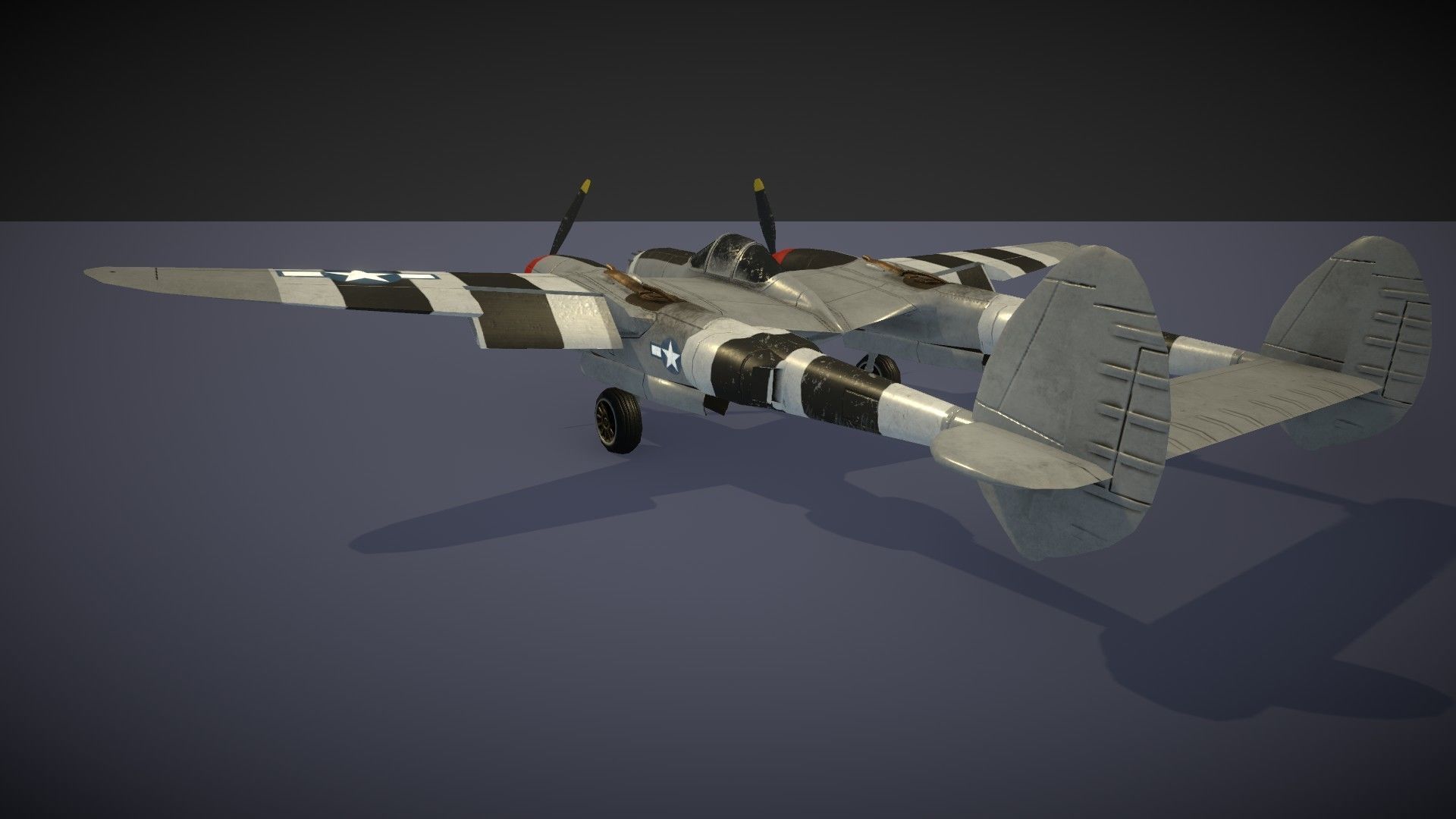 Lockheed P-38 Lightning Low-poly 3D model_36