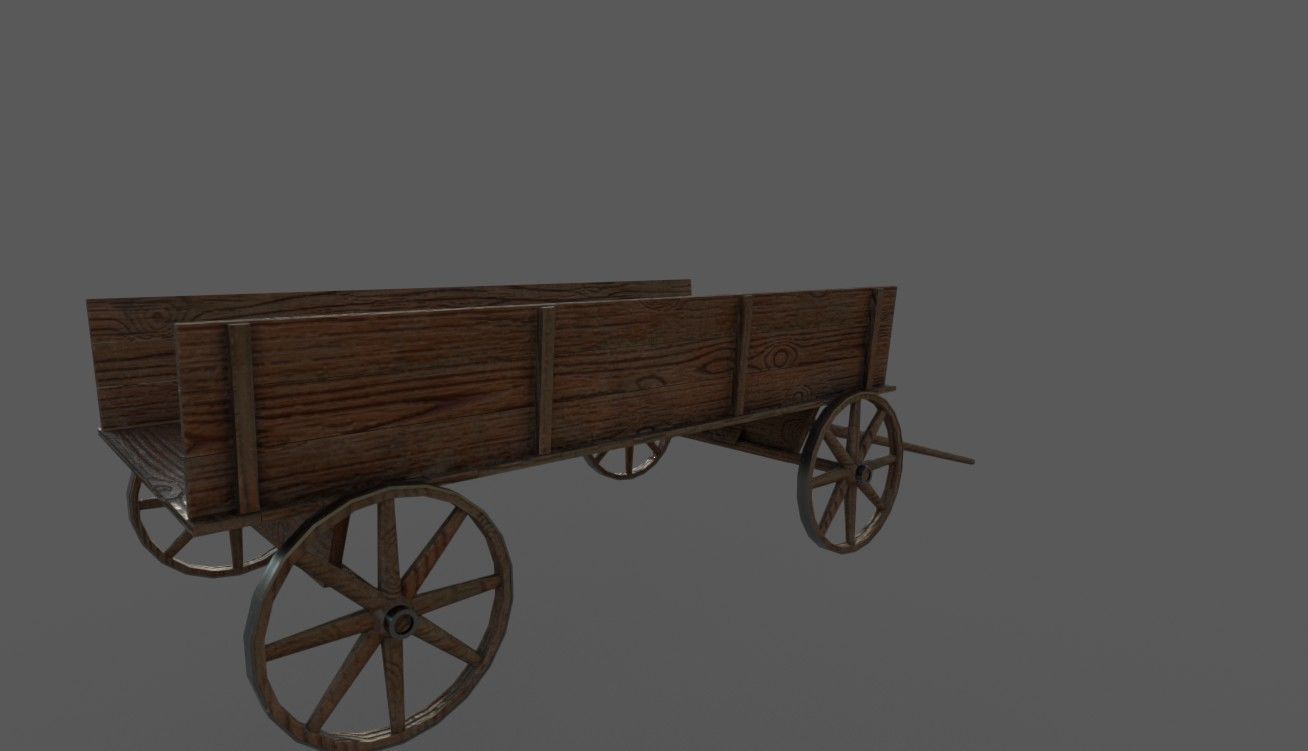 Horse Cart Low-poly 3D model_3