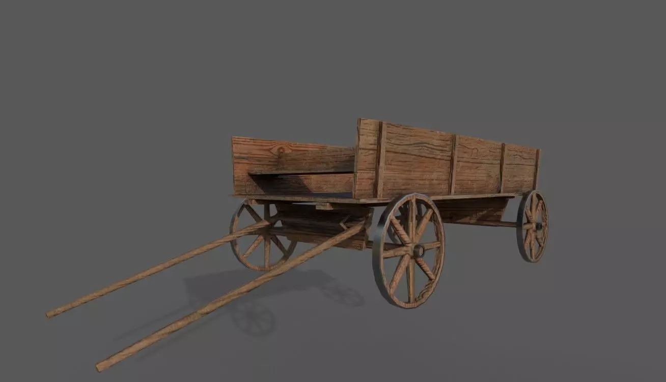 Horse Cart Low-poly 3D model_0