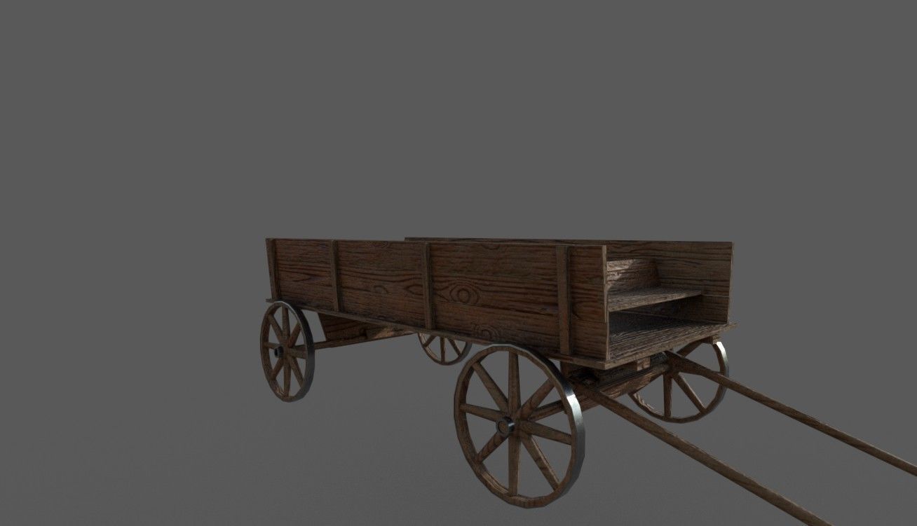 Horse Cart Low-poly 3D model_1