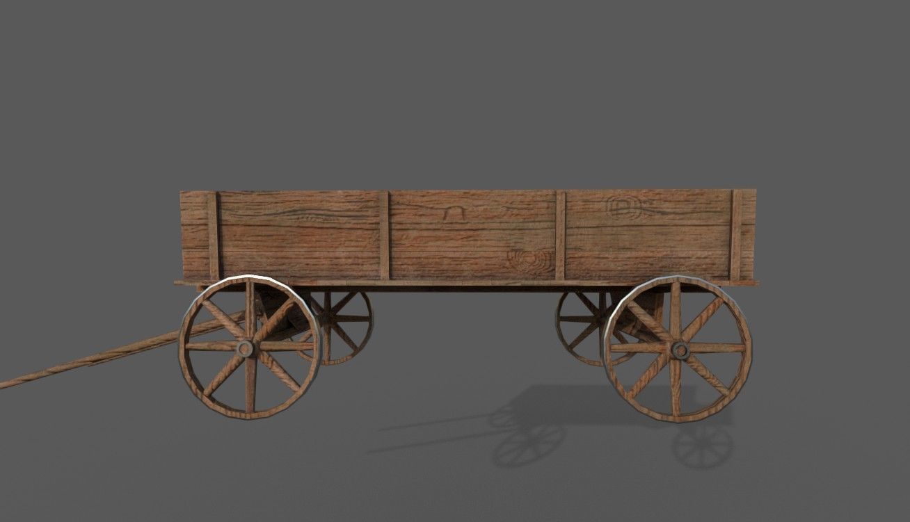 Horse Cart Low-poly 3D model_2
