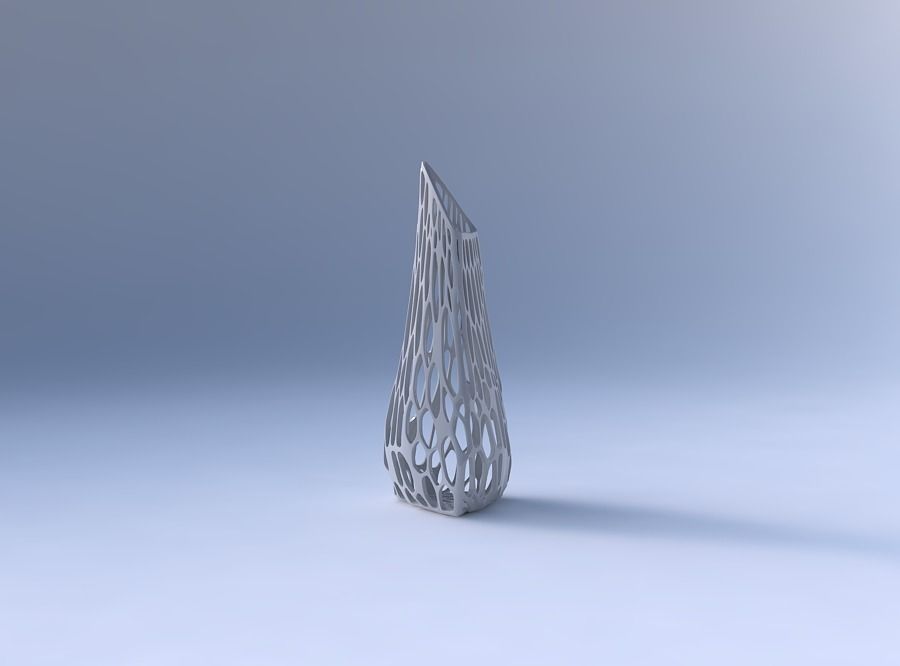 Vase puffy tipped triangle with twisted organic lattice 3D print model_4