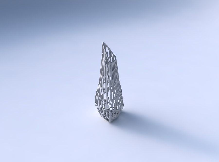 Vase puffy tipped triangle with twisted organic lattice 3D print model_3