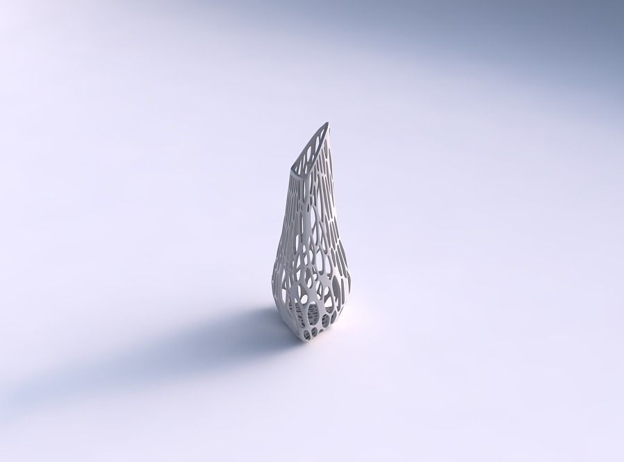 Vase puffy tipped triangle with twisted organic lattice 3D print model_0