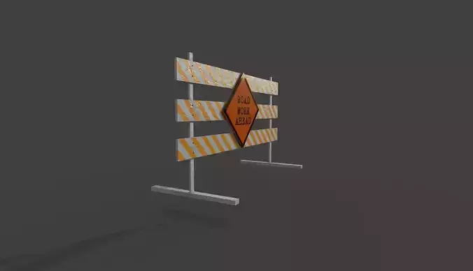 Road Block Closure Low-poly 3D model