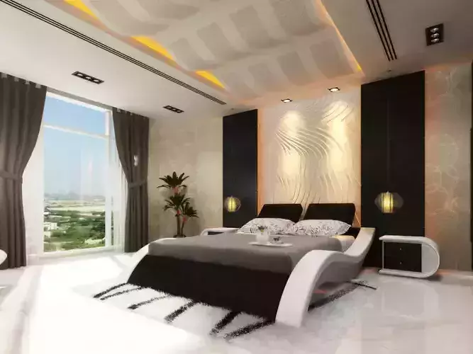 CASANOVA WHITE BLACK LEATHER BED