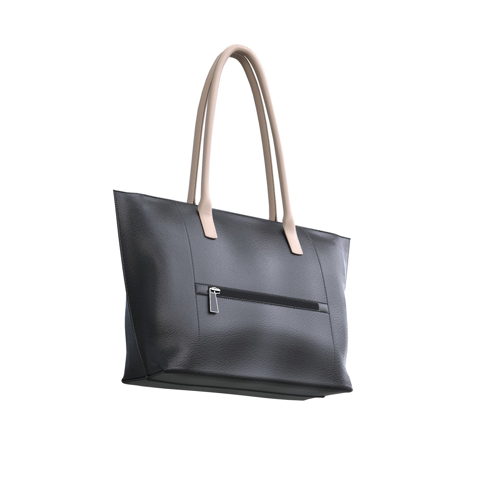 handbag leather tote bag Low-poly 3D model_7
