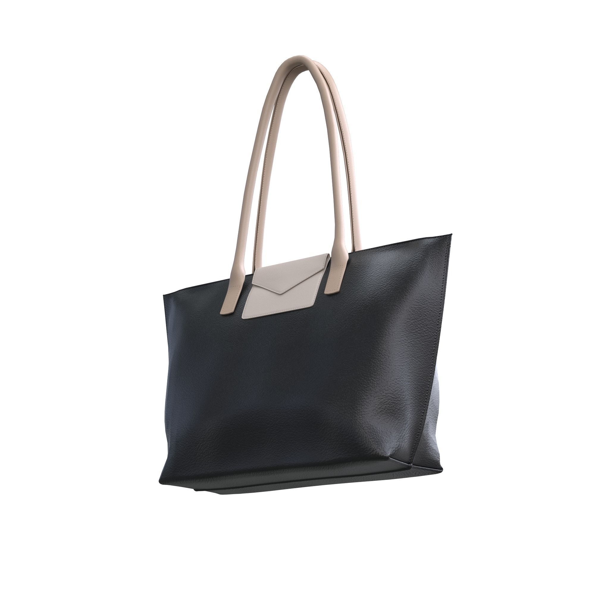 handbag leather tote bag Low-poly 3D model_6