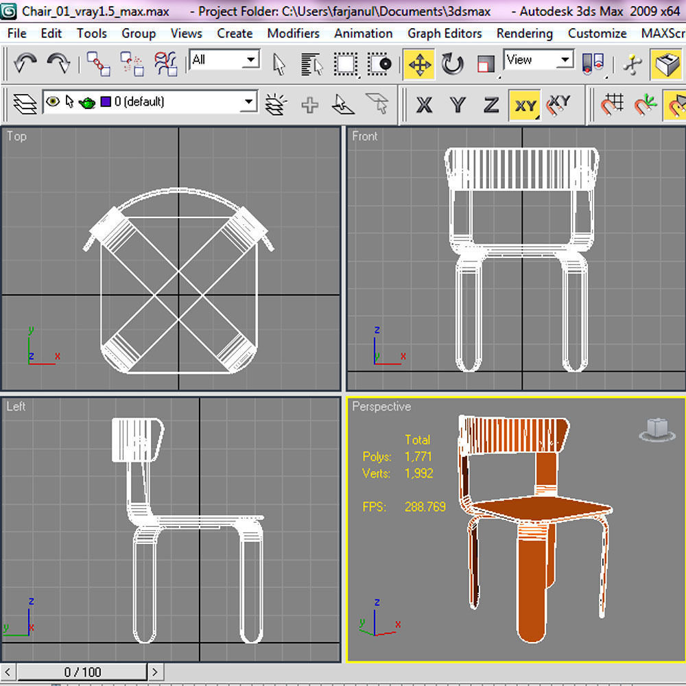 Chair orange 3D model_9