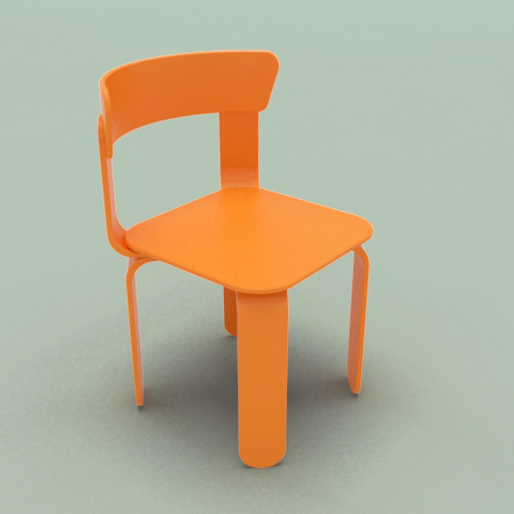 Chair orange 3D model_1