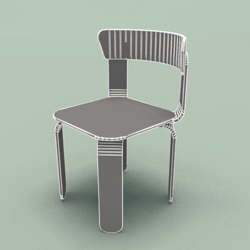 Chair orange 3D model_7