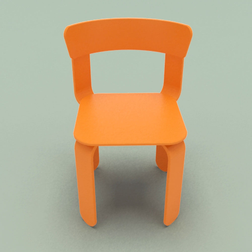 Chair orange 3D model_4