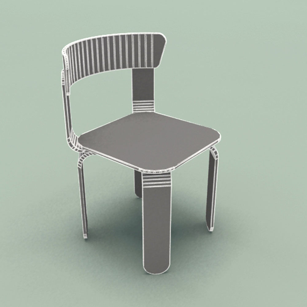 Chair orange 3D model_5