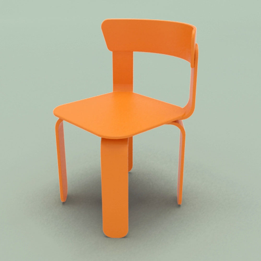 Chair orange 3D model_3