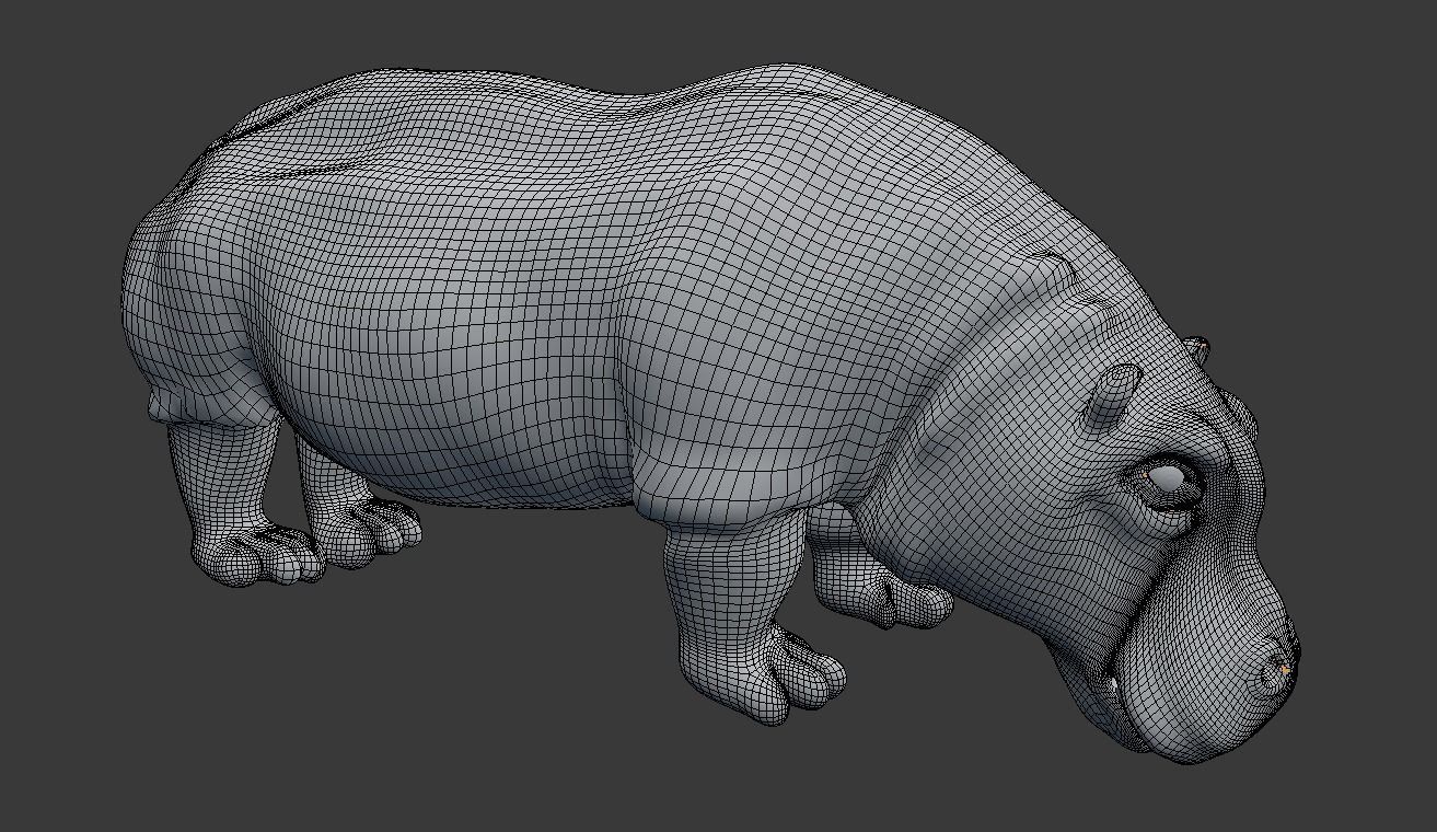 hippopotamus 3d hippo 3D model_1