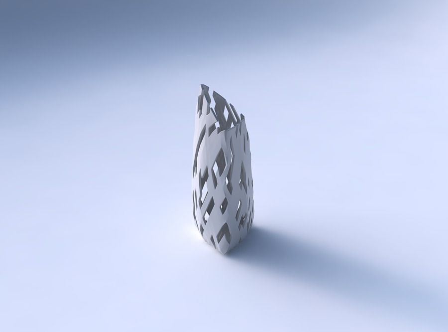 Vase tipped triangle with cuts 3D print model_3