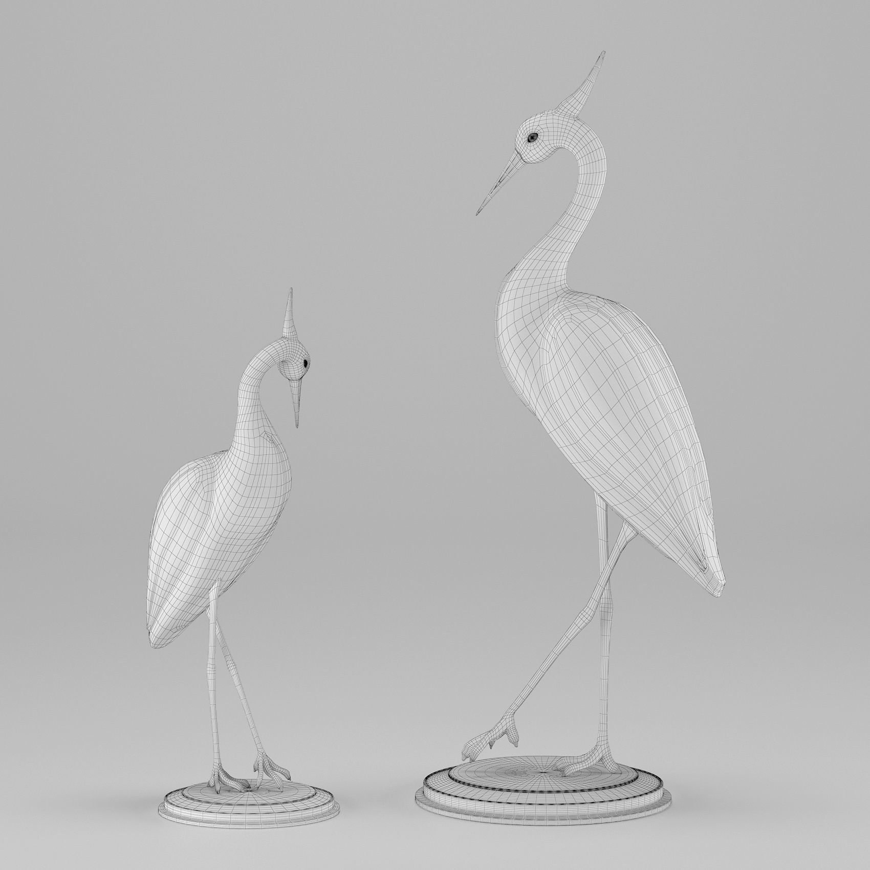 Stork two silver herons 3D model_3