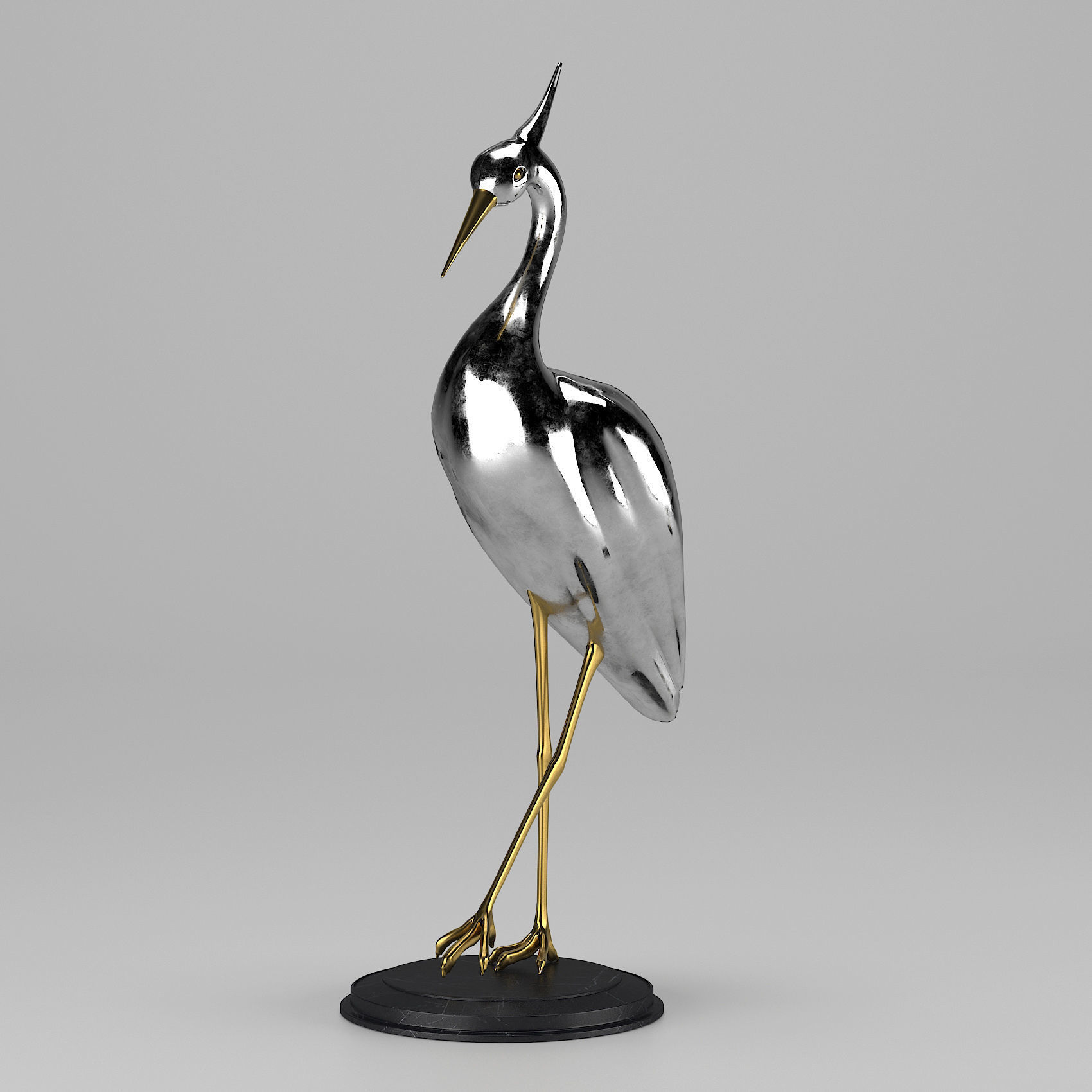 Stork two silver herons 3D model_1