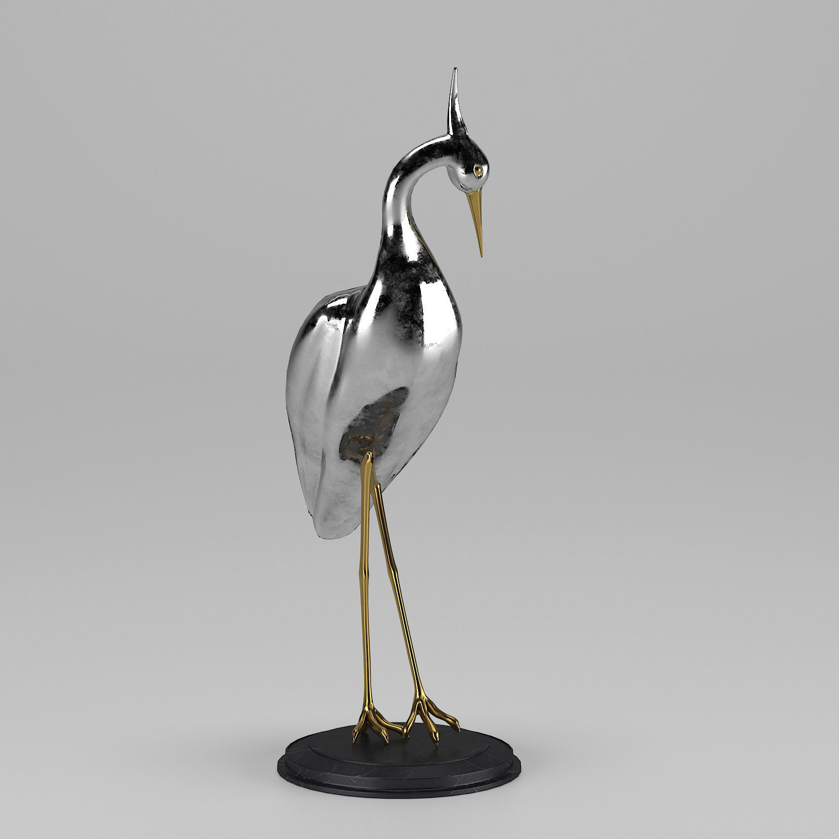 Stork two silver herons 3D model_2
