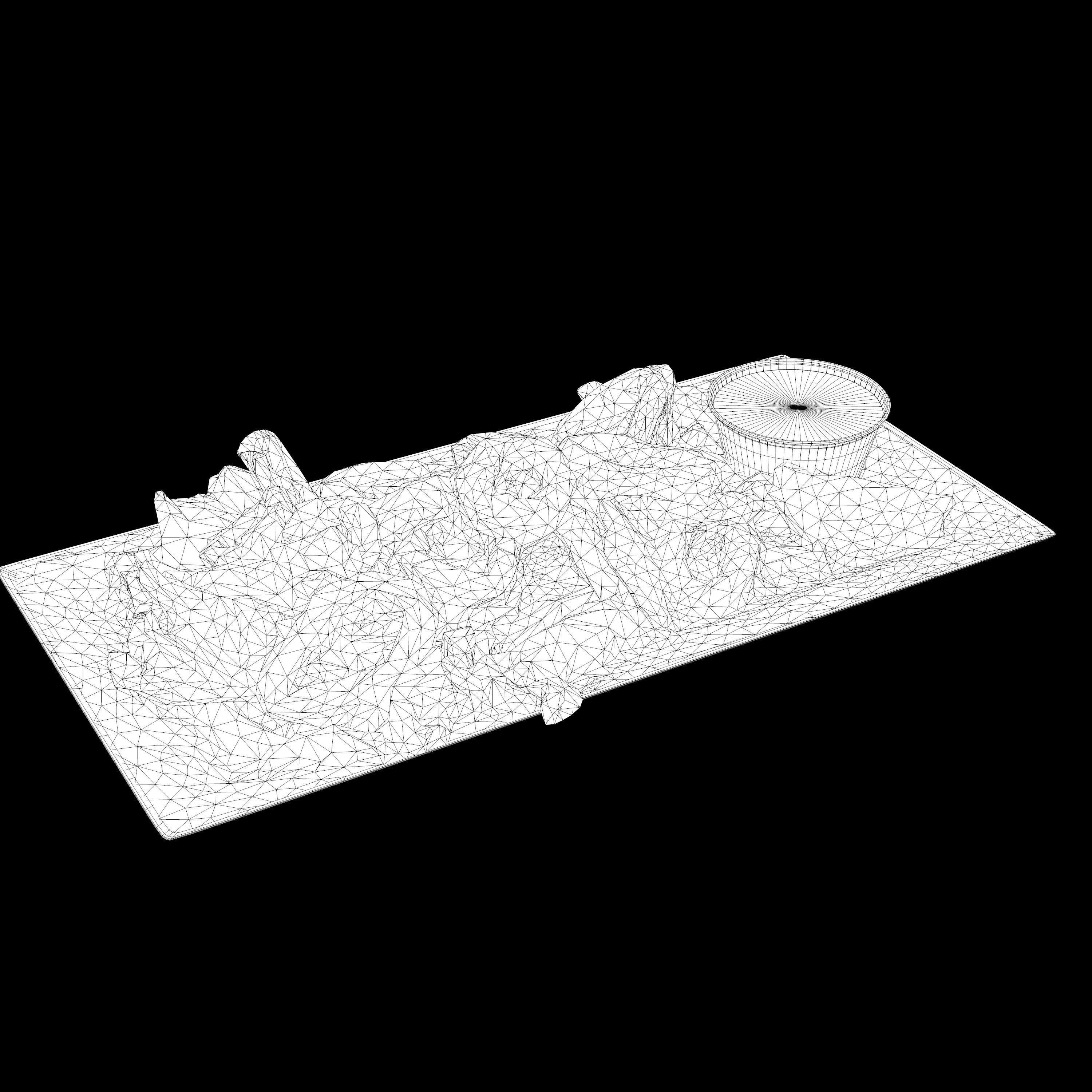 Calamari fried onion rings on plate Low-poly 3D model_11