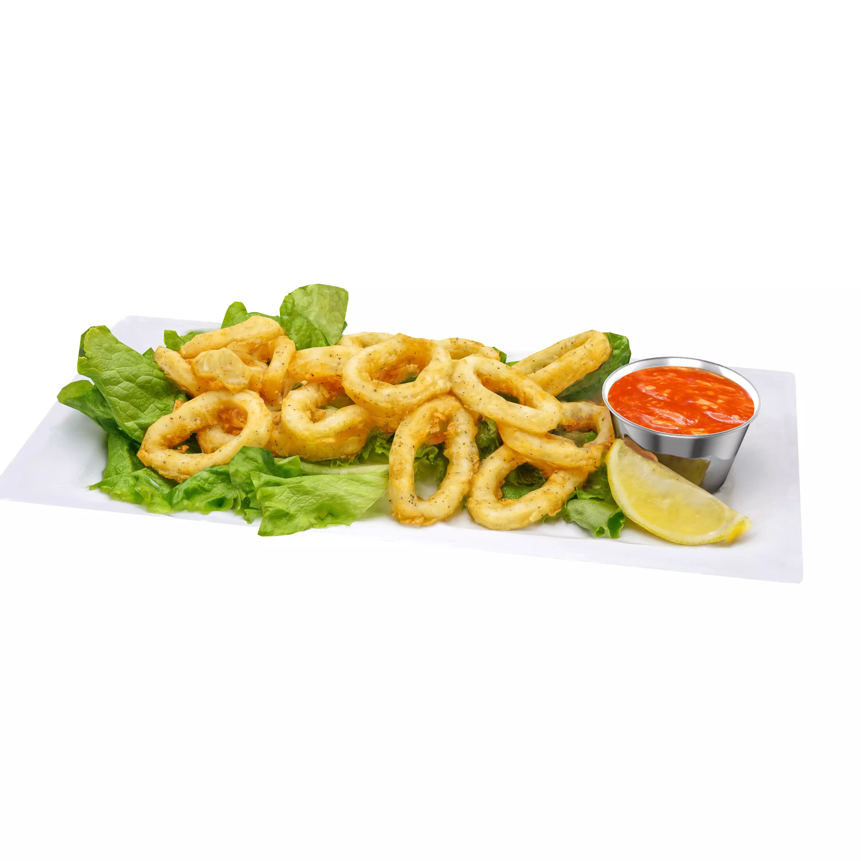 Calamari fried onion rings on plate Low-poly 3D model_0