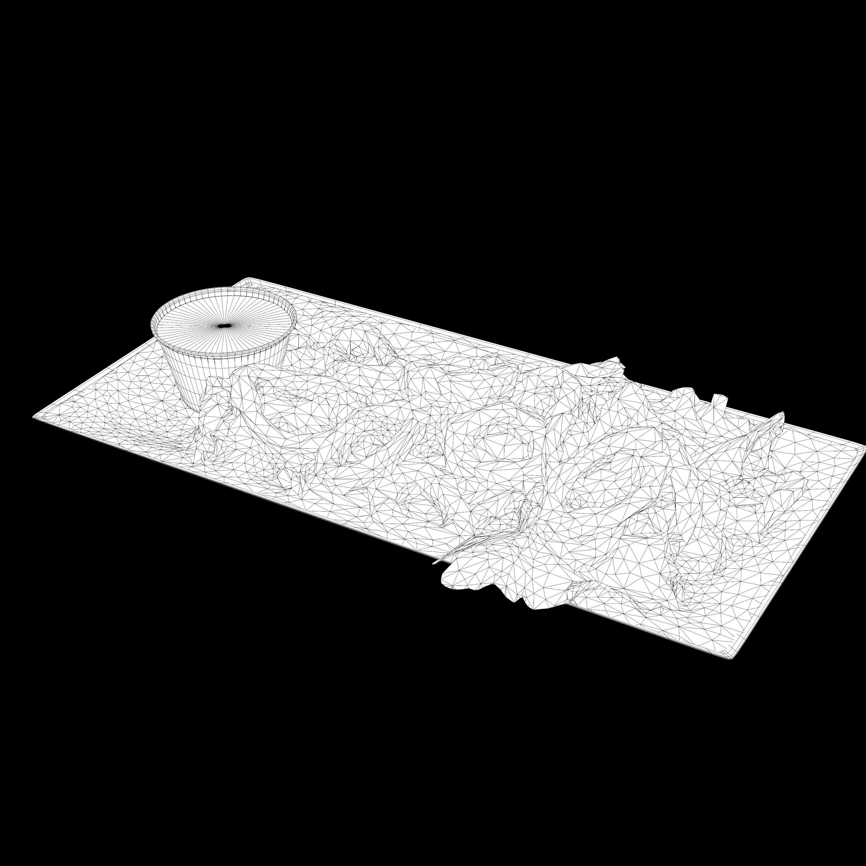 Calamari fried onion rings on plate Low-poly 3D model_12