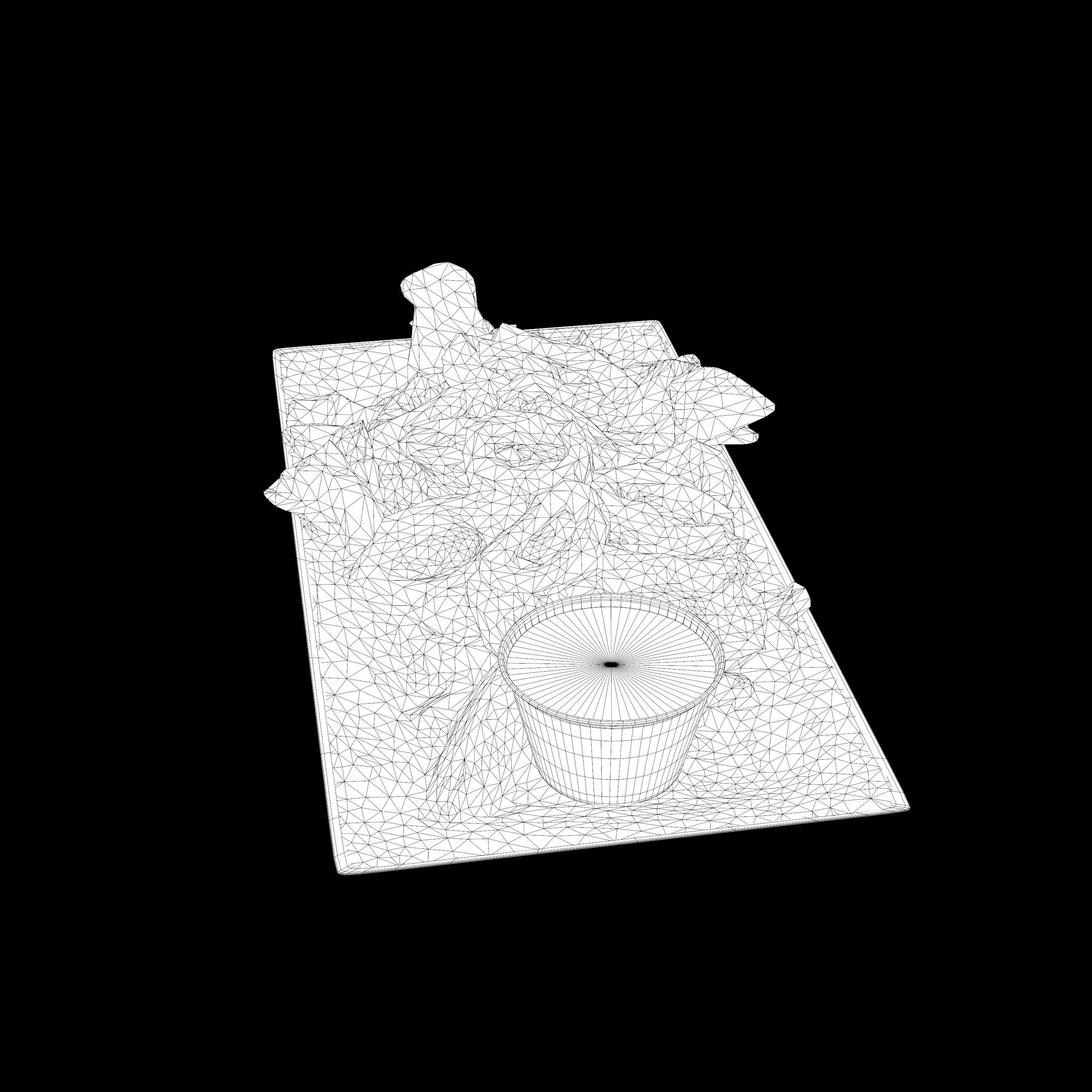 Calamari fried onion rings on plate Low-poly 3D model_15