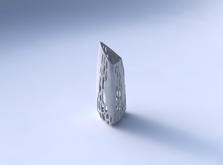 Vase tipped triangle with organic lattice on edges 3D print model_3