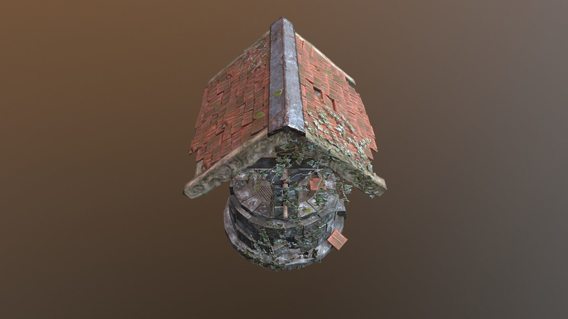 Ruined old Draw-well Low-poly 3D model_12