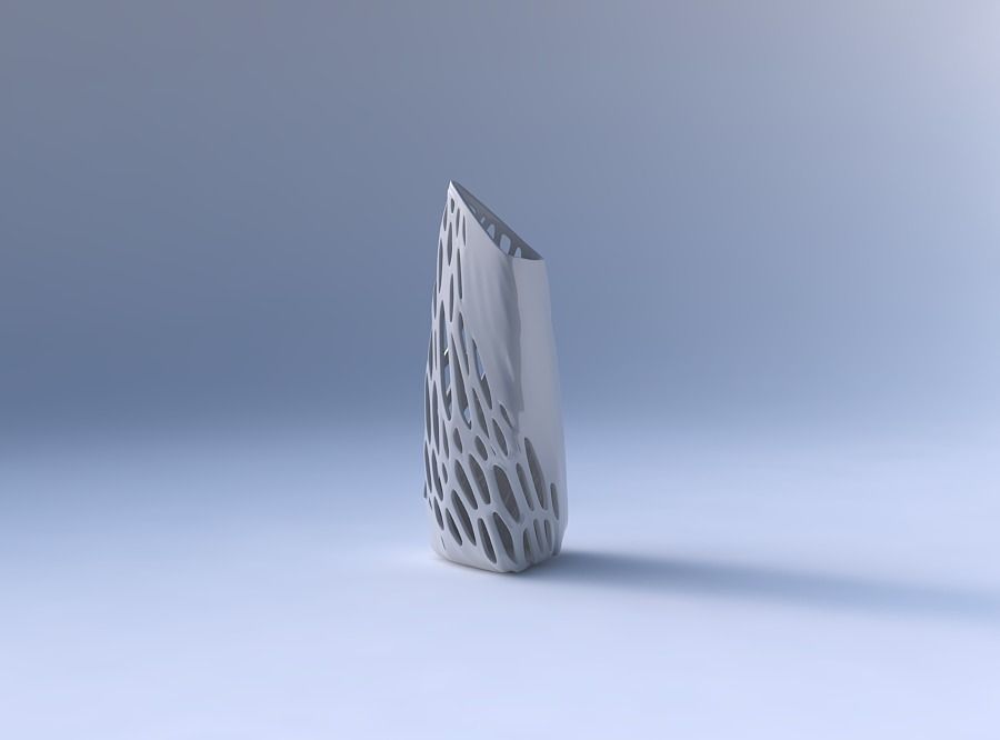 Vase tipped triangle with twisted half organic lattice 3D print model_4