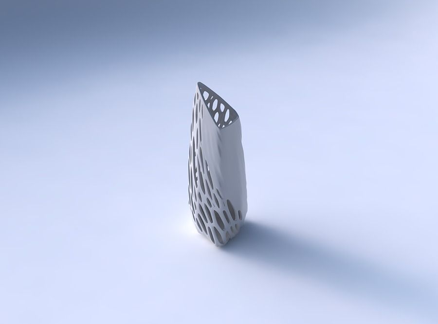 Vase tipped triangle with twisted half organic lattice 3D print model_3