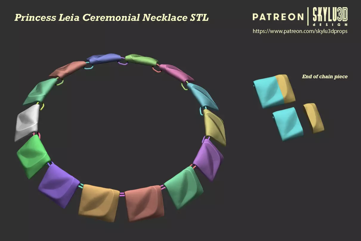 Leia Ceremonial Necklace - Full Scale 3D print ready STL 3D print model_0