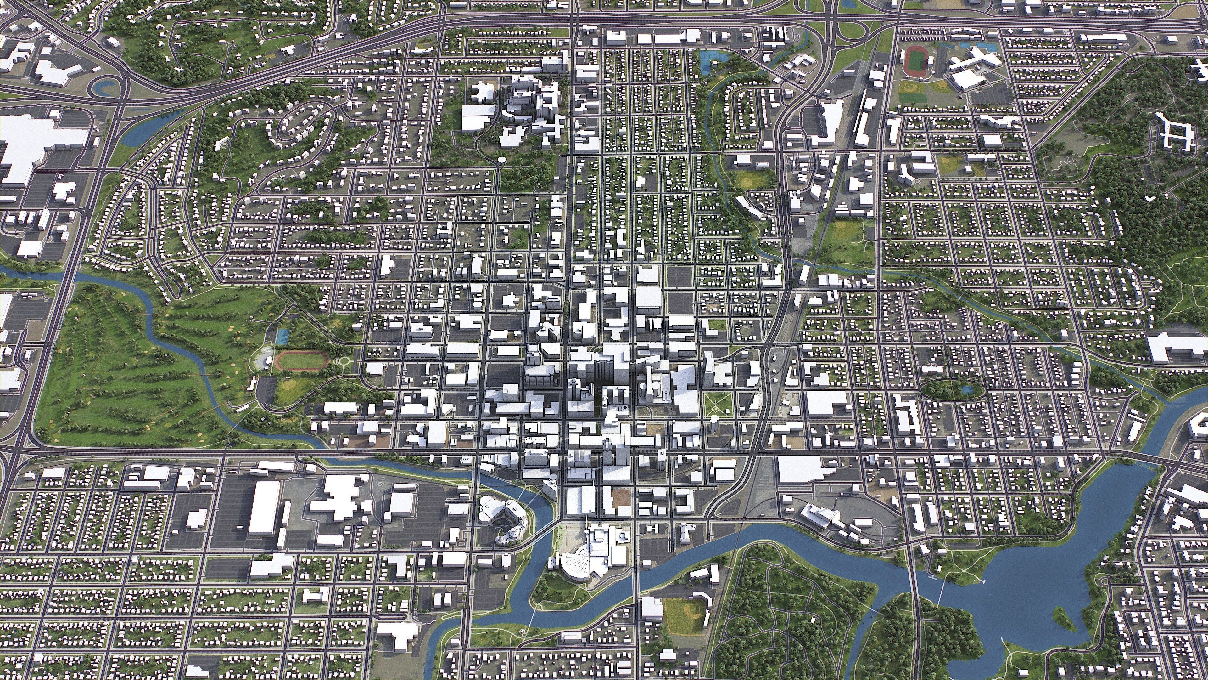 Rochester - 3D City Model Low-poly 3D model_5