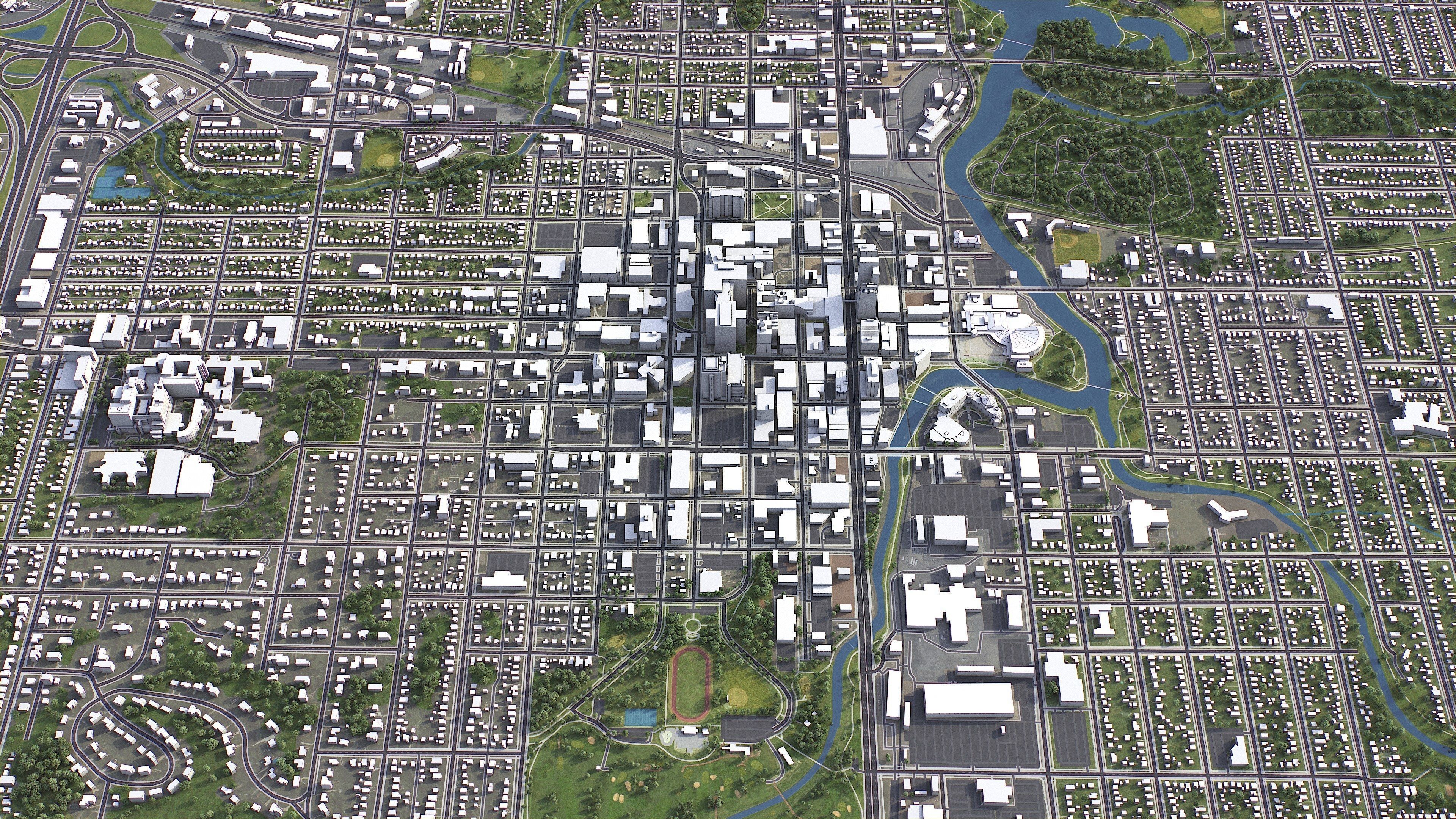 Rochester - 3D City Model Low-poly 3D model_2