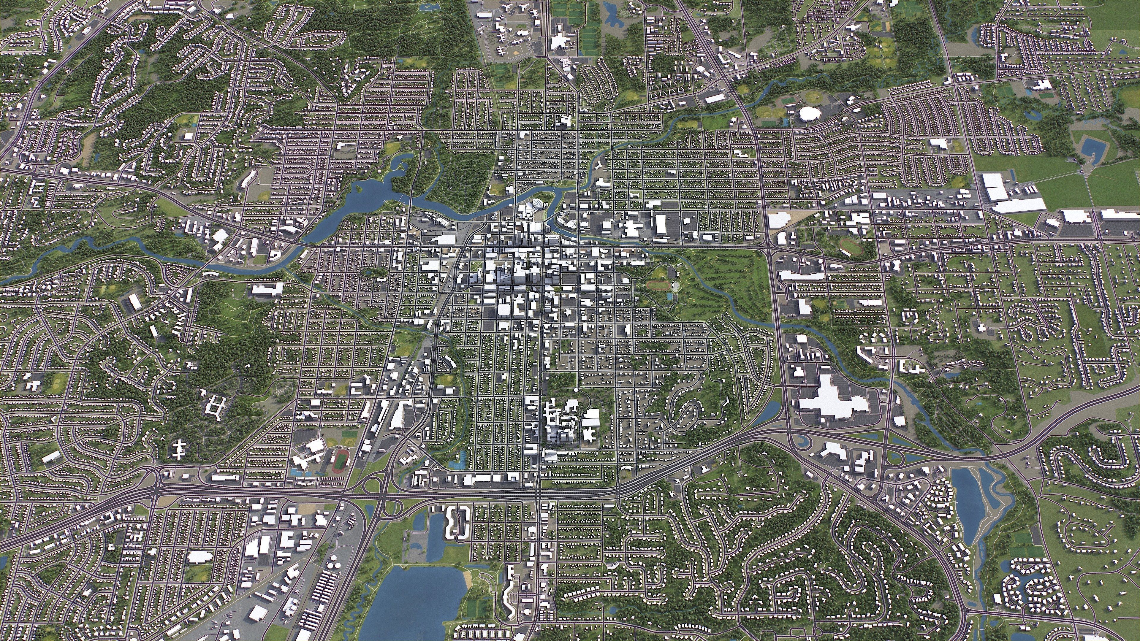 Rochester - 3D City Model Low-poly 3D model_11