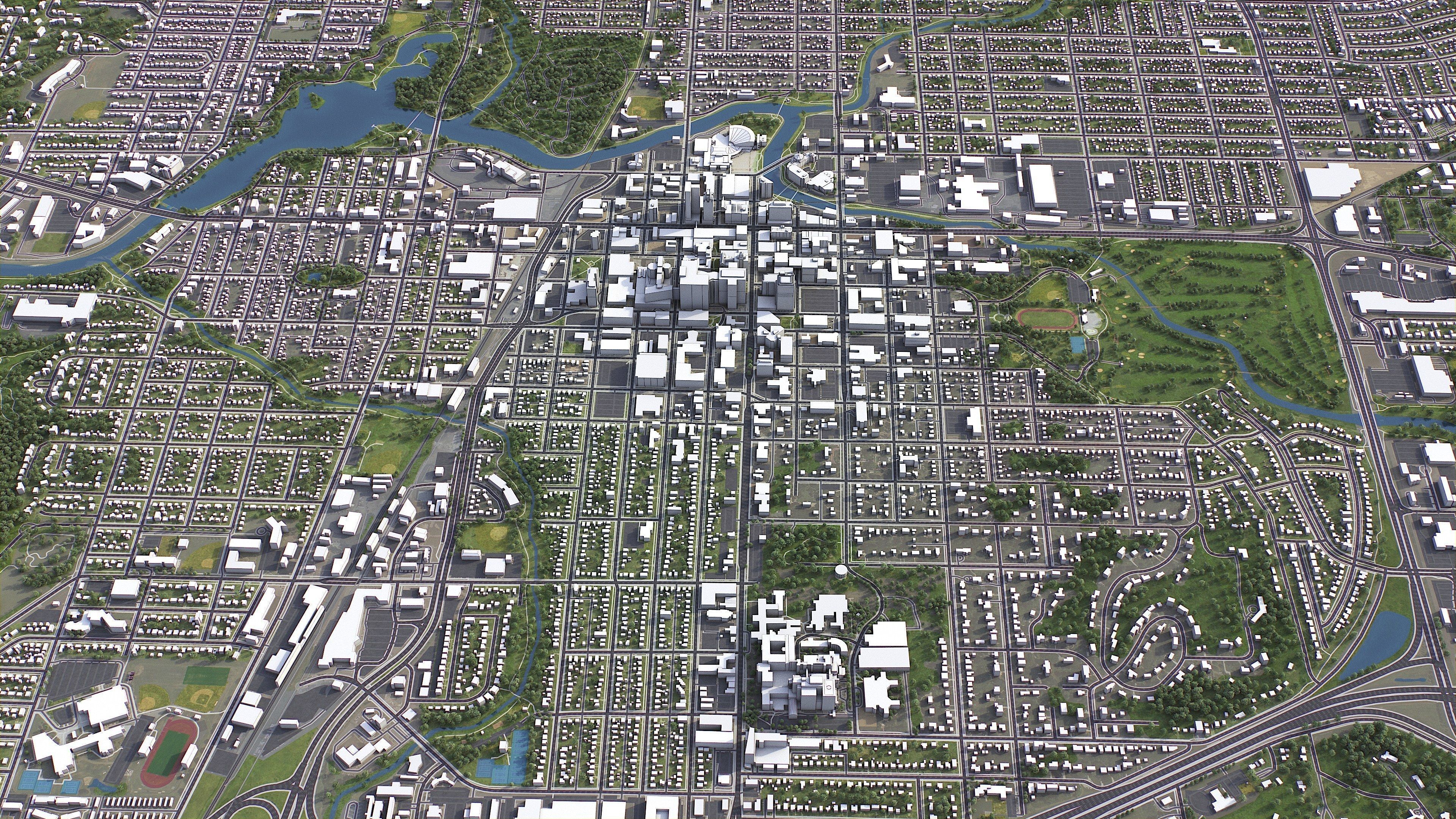 Rochester - 3D City Model Low-poly 3D model_3