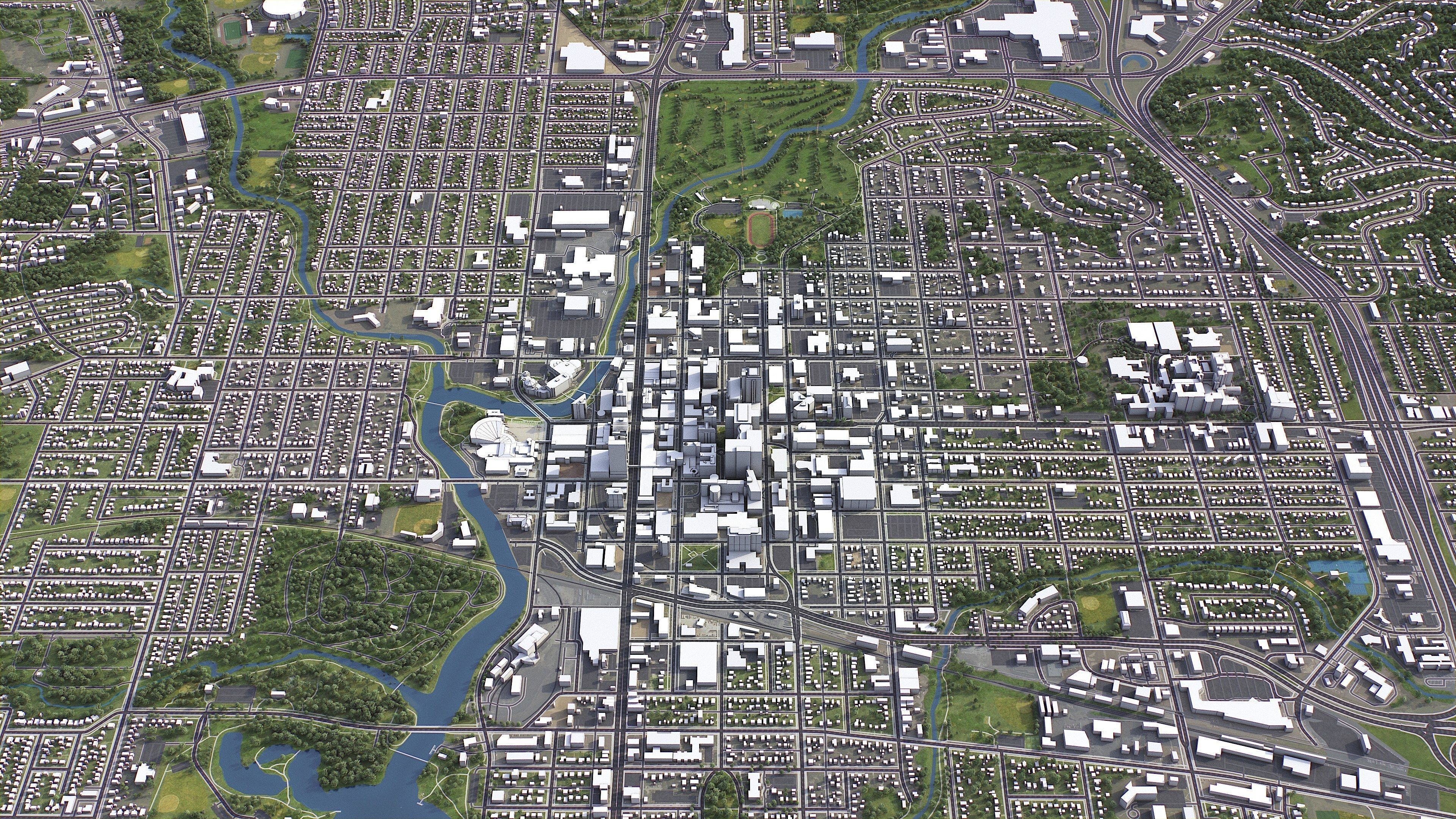 Rochester - 3D City Model Low-poly 3D model_4