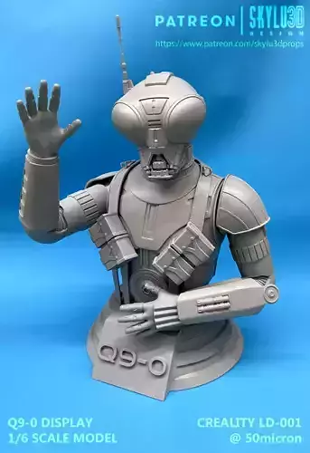 Q9-0 Bug Driod 12 inch Scale Bust Model- 3D print ready STL 